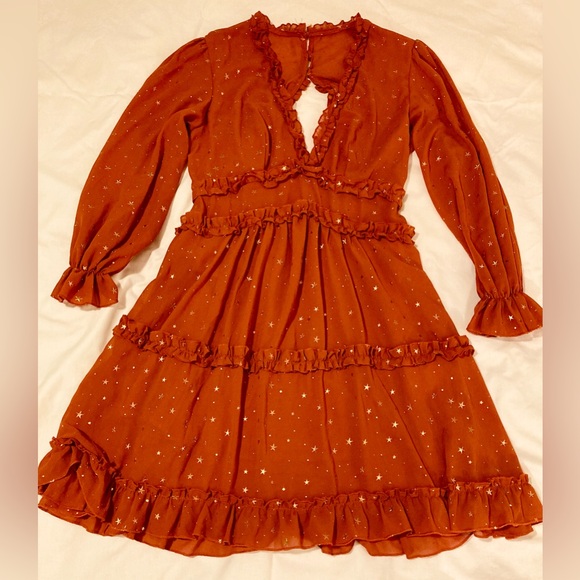 Brick orange gold star dress - Picture 7 of 16